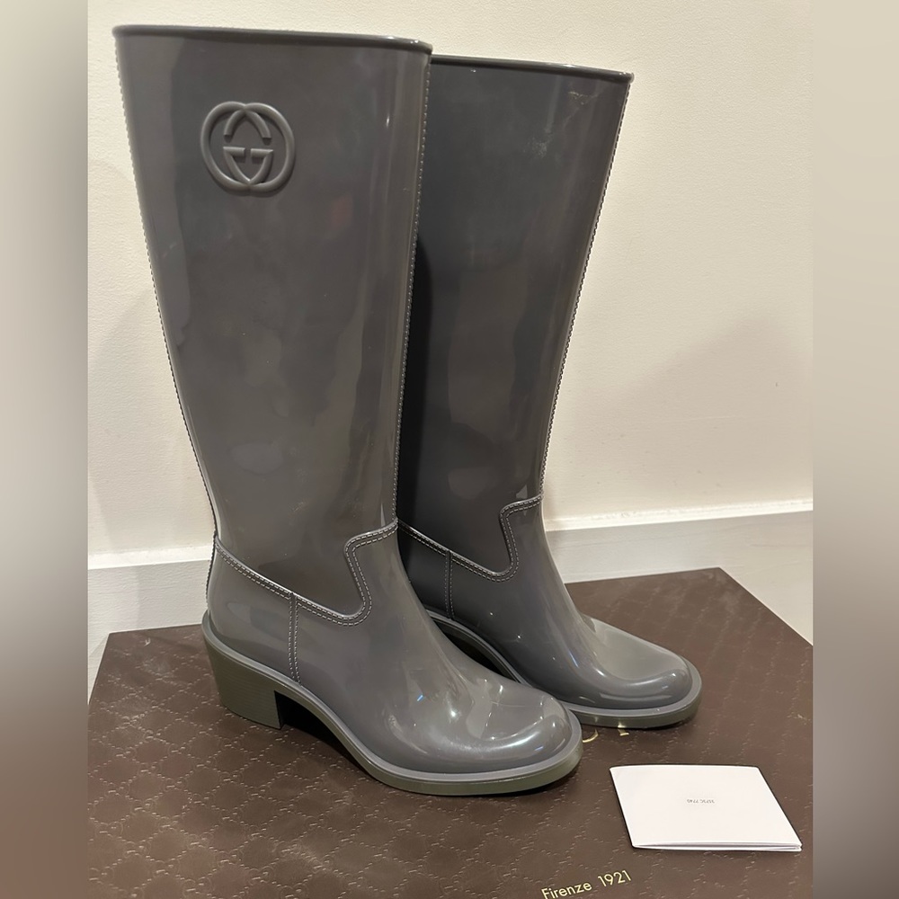 Gucci Rubber Rain Boots Gray